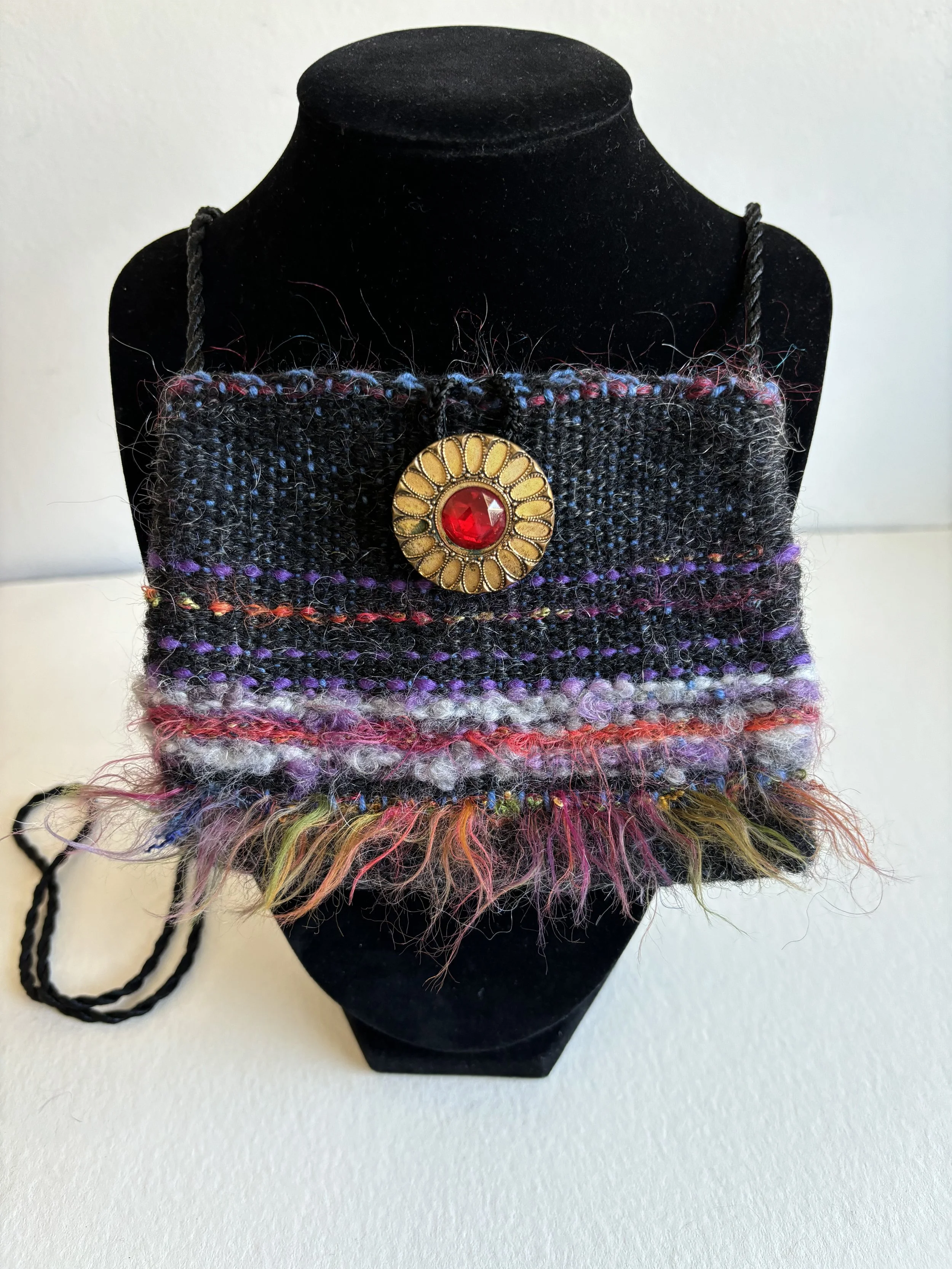 Fire Skirt Mambo Bag with Antique Brass and Glass Button