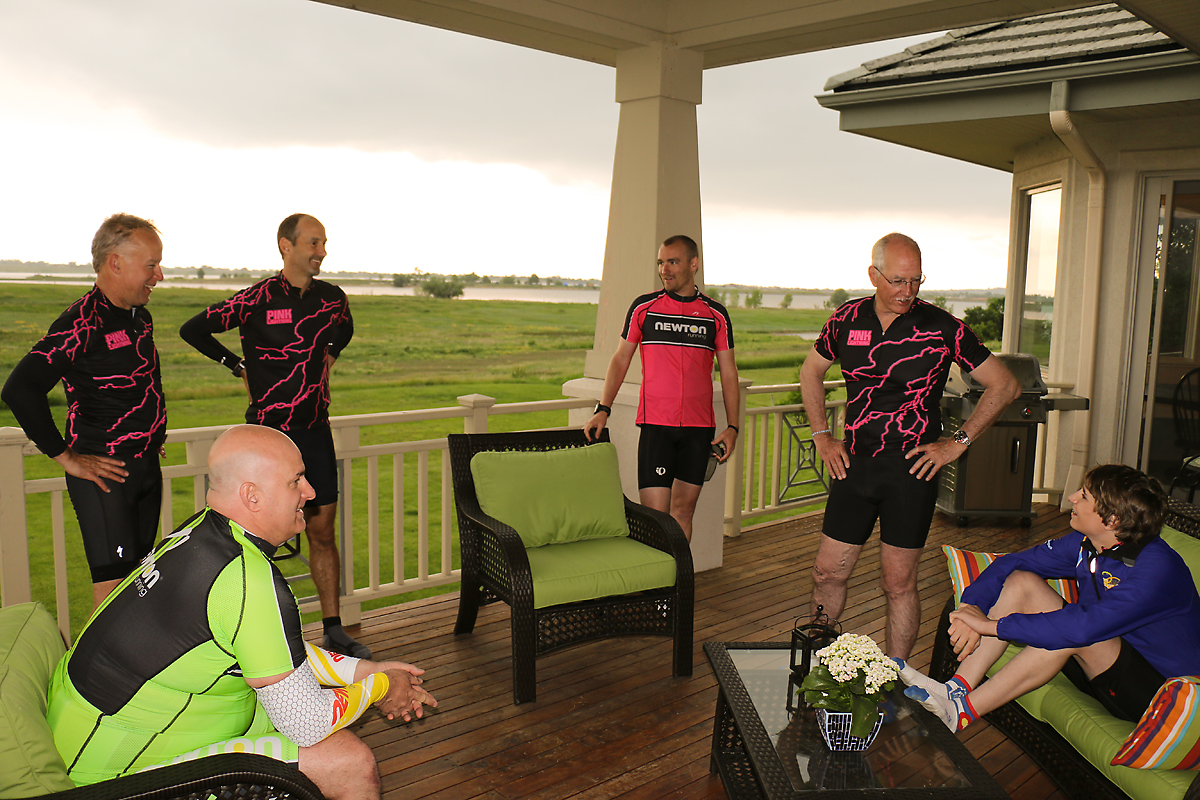Out of the rain, on the porch