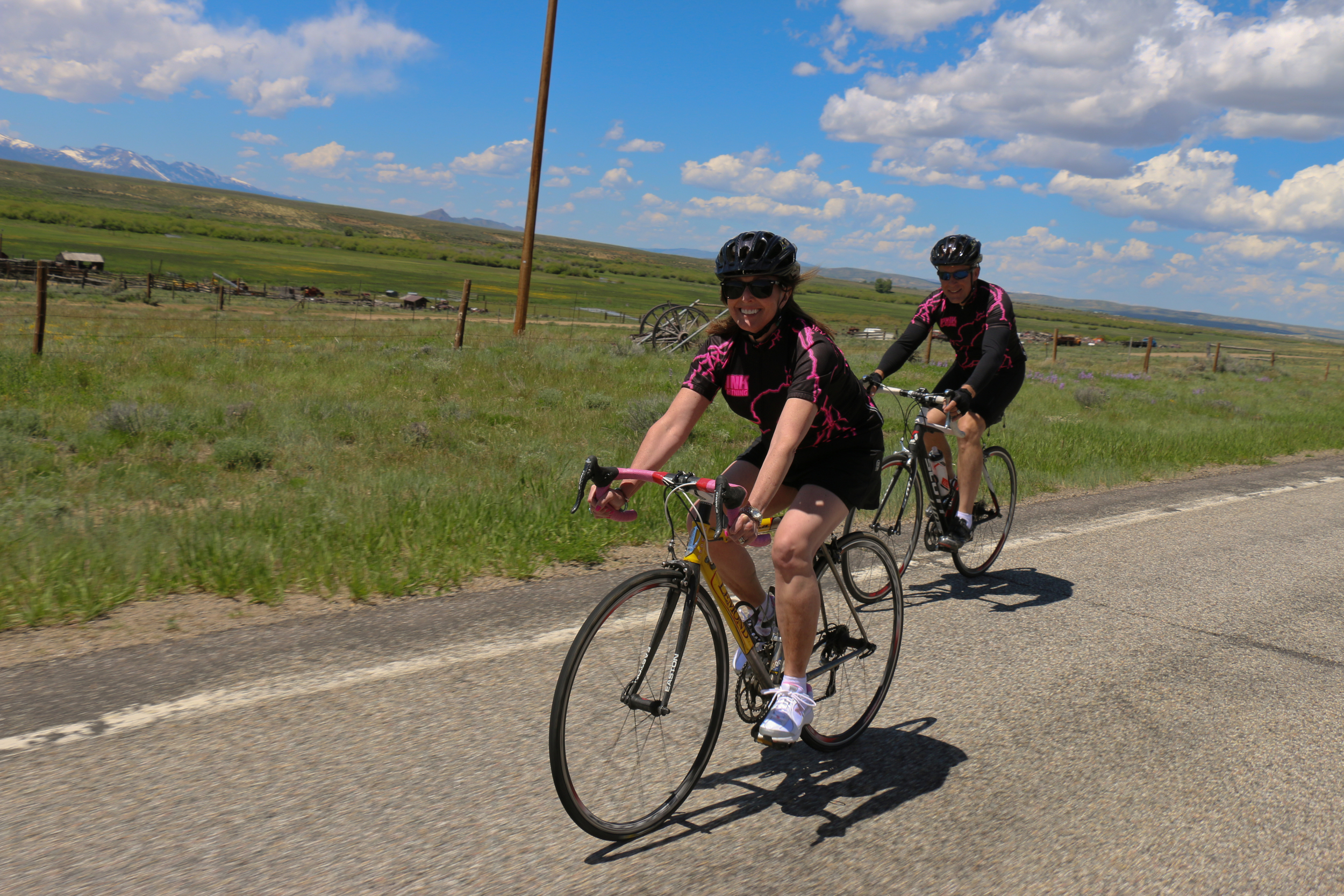 Wendy riding out, Steve in tow