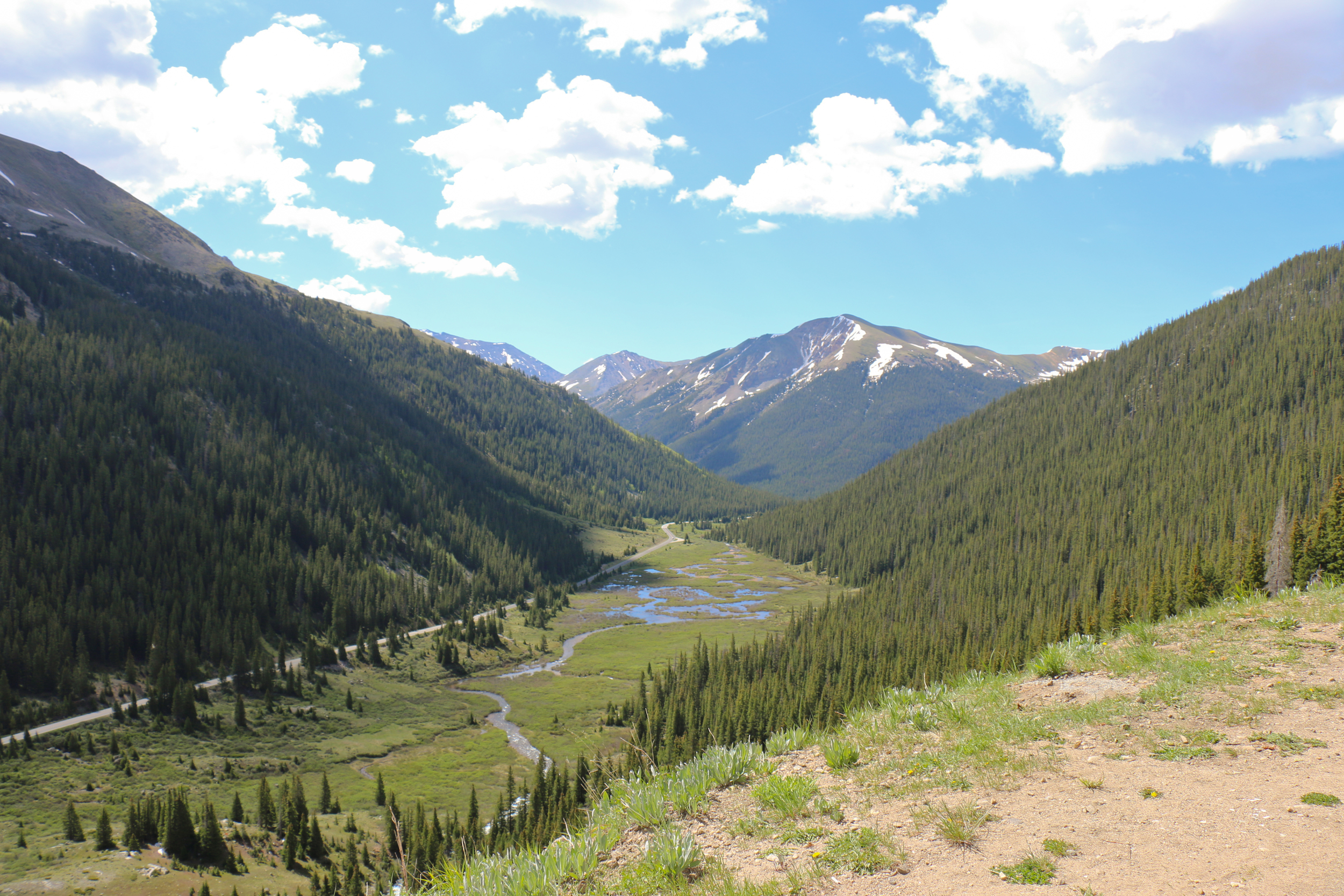 Looking down the pass