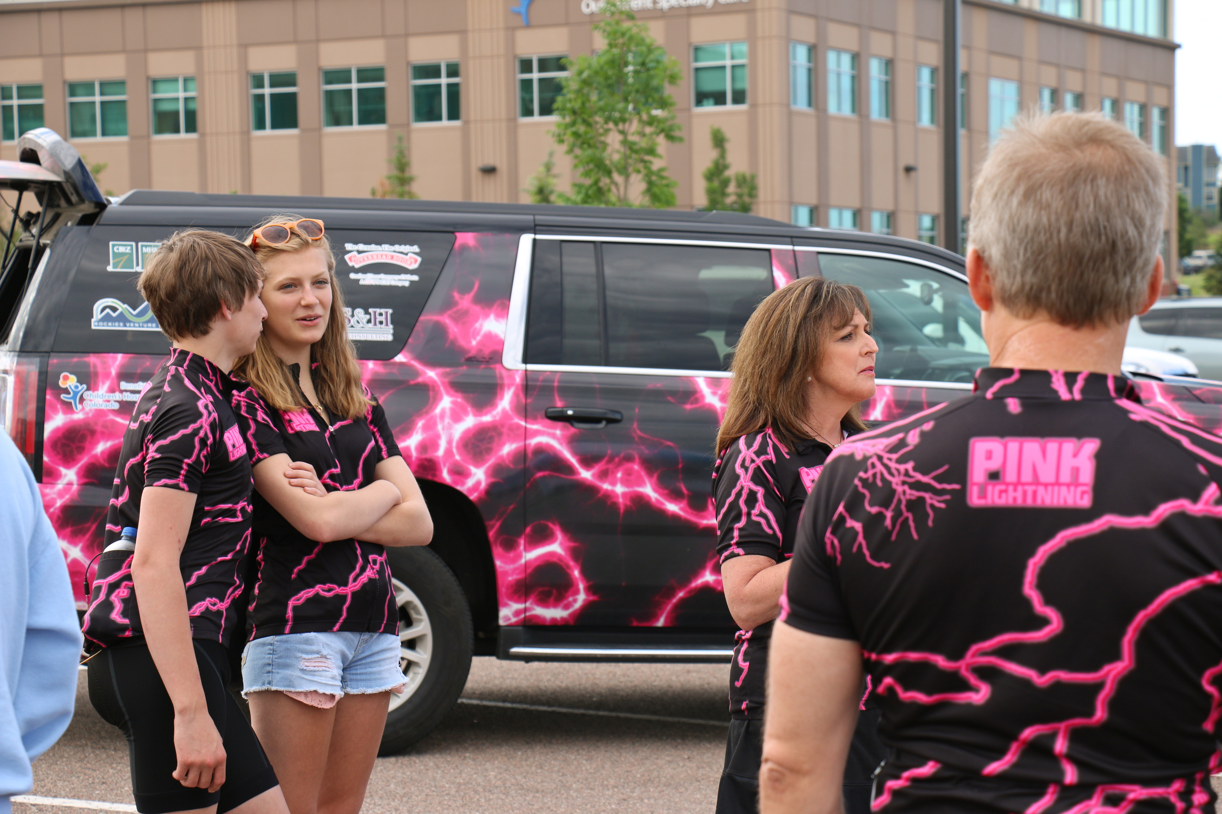 The Pink Lightning Team arrives