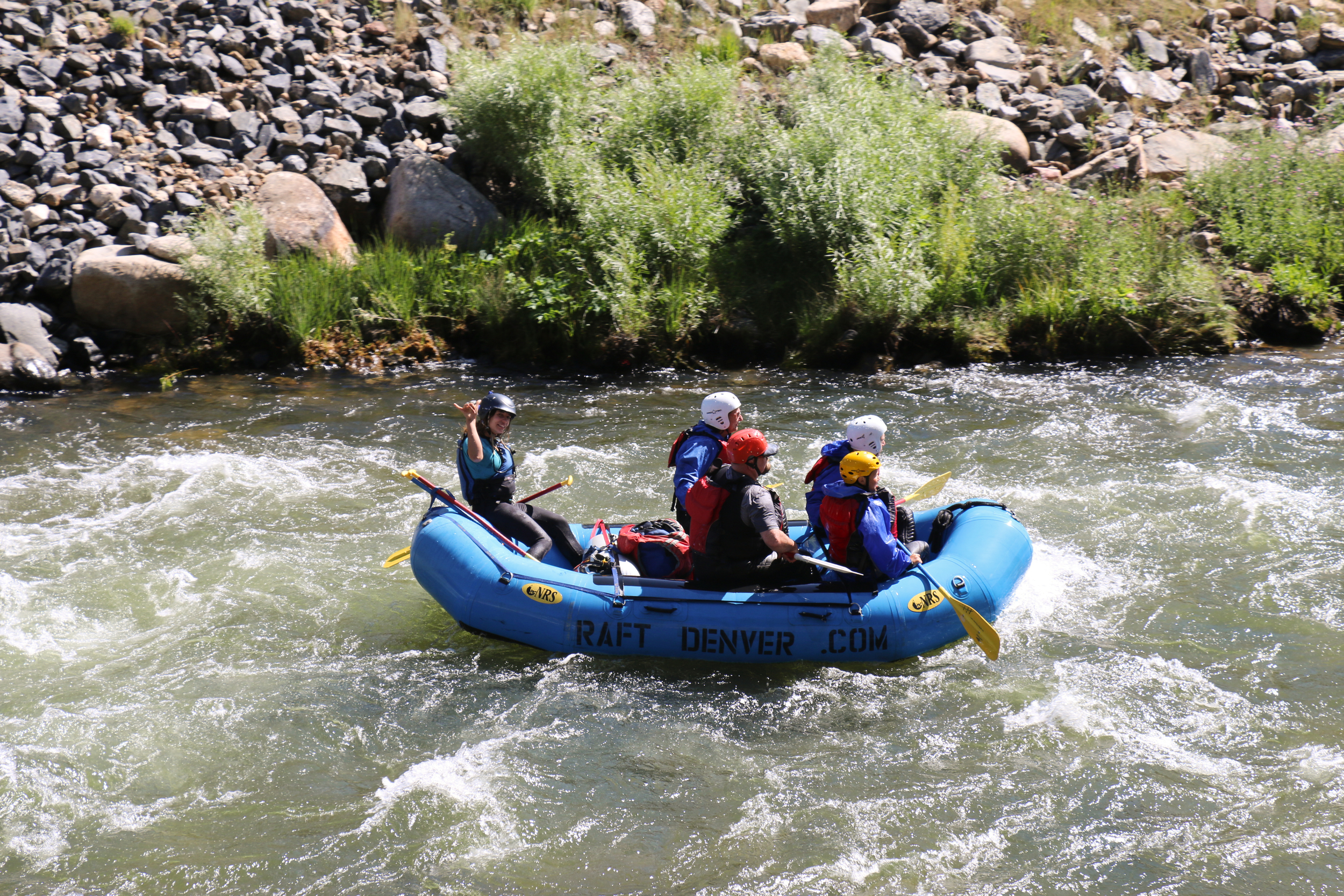 These rafters are enjoying a different ride