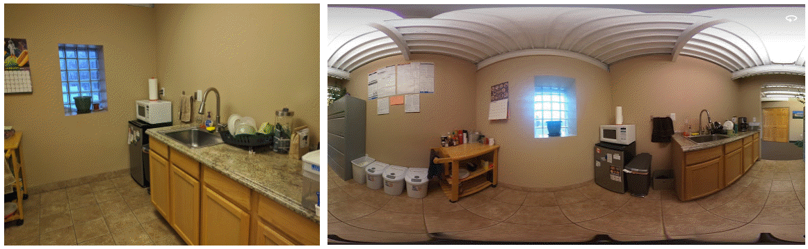  Still Photo vs. 360° photo (click for viewer)