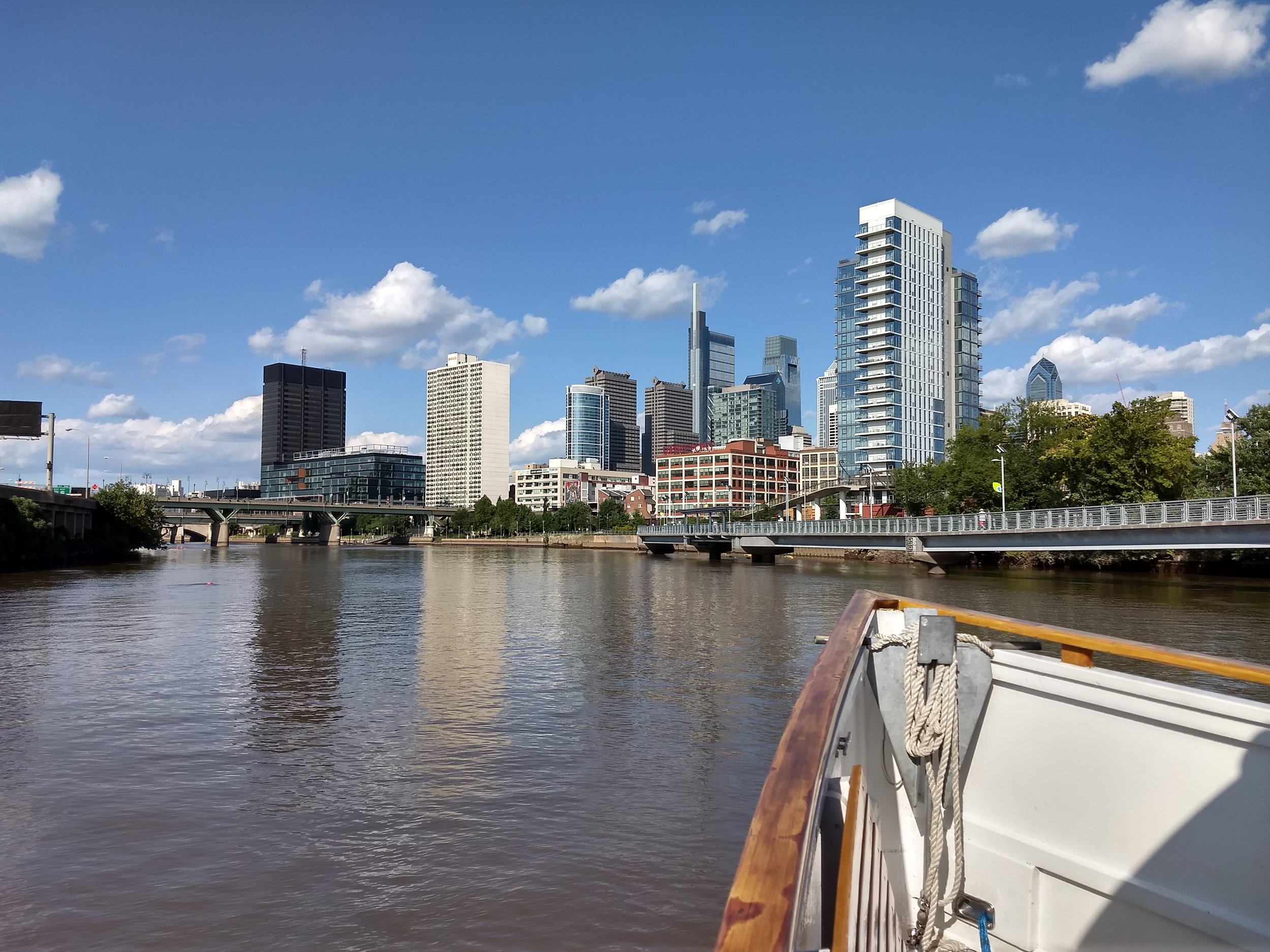 Sailing up the Schulkyll River approaching Center City, Philadelphia