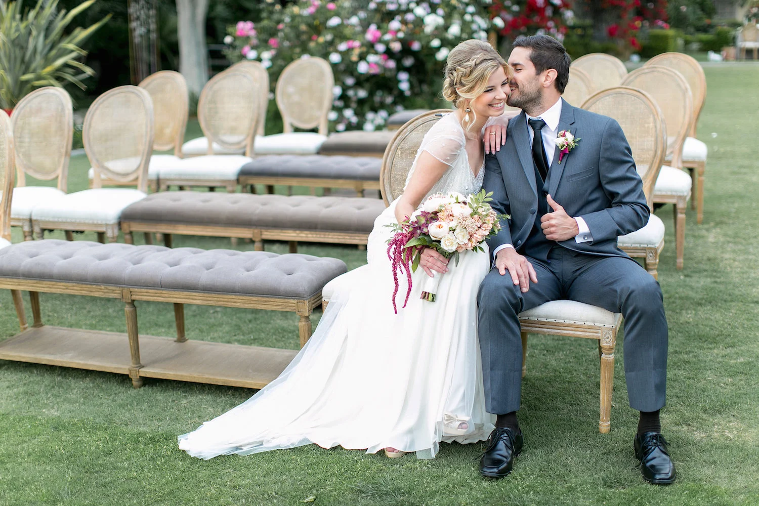 Blush & marsala wedding at the Park Hyatt Aviara by San Diego wedding florist, Compass Floral.
