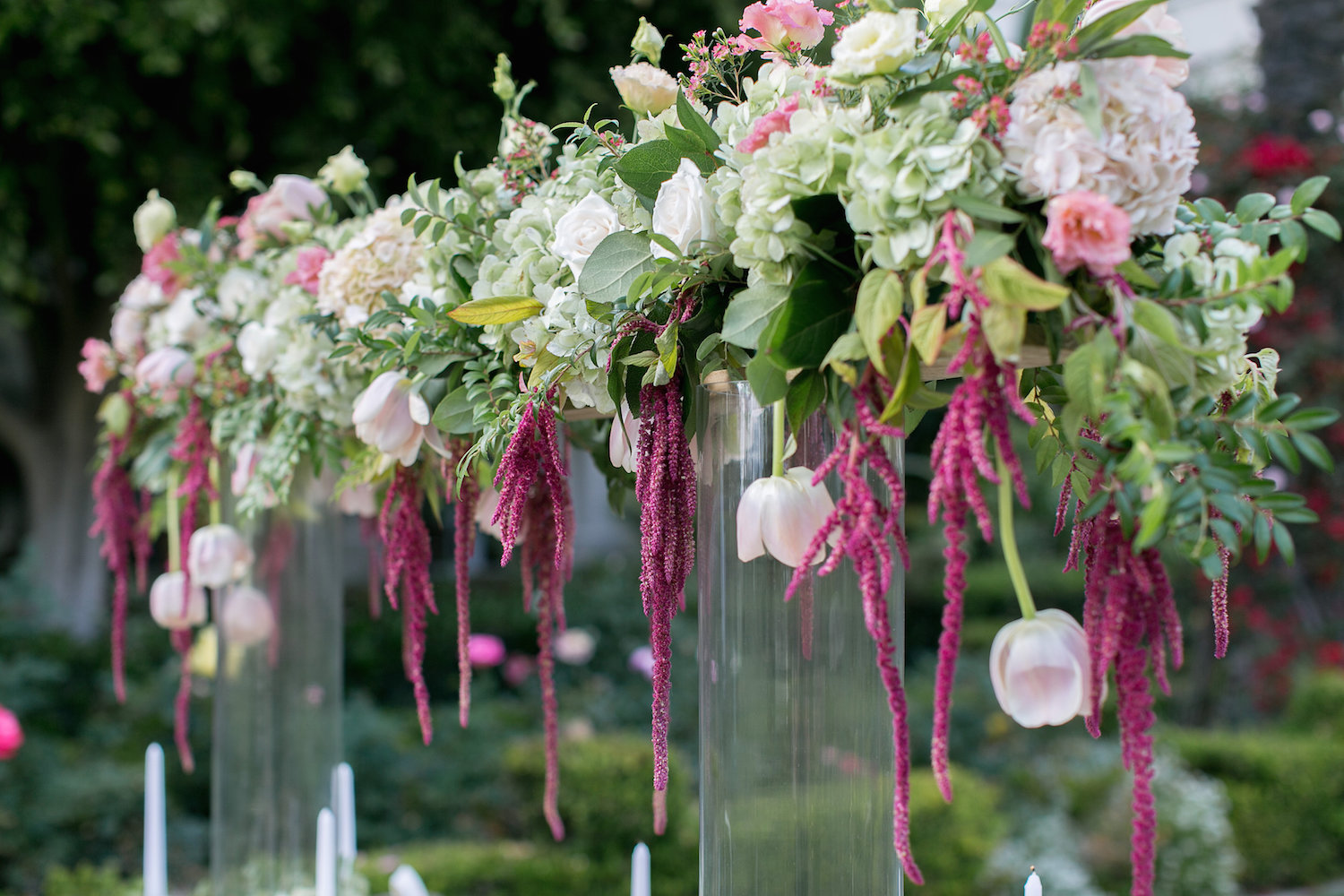 Marsala & blush wedding centerpiece by San Diego florist, Compass Floral.
