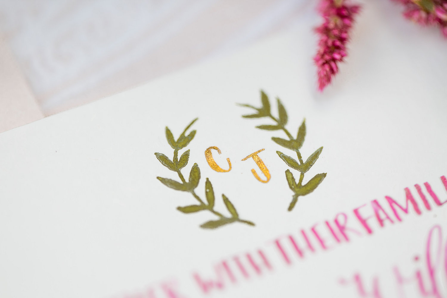 Marsala & gold wedding invitation by Paper & Posies.