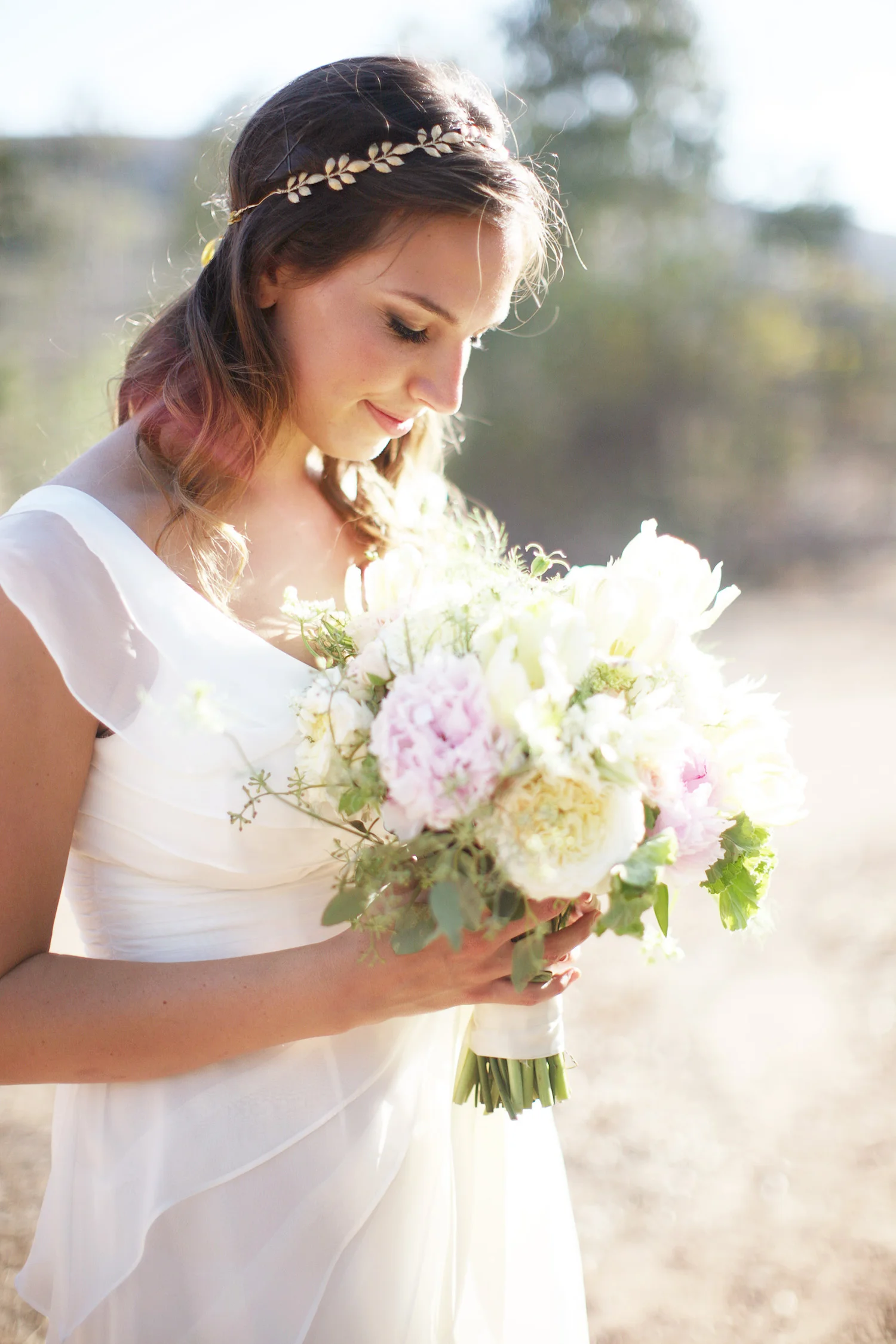 Peony & garden rose bridal bouquet by San Diego florist, Compass Floral.