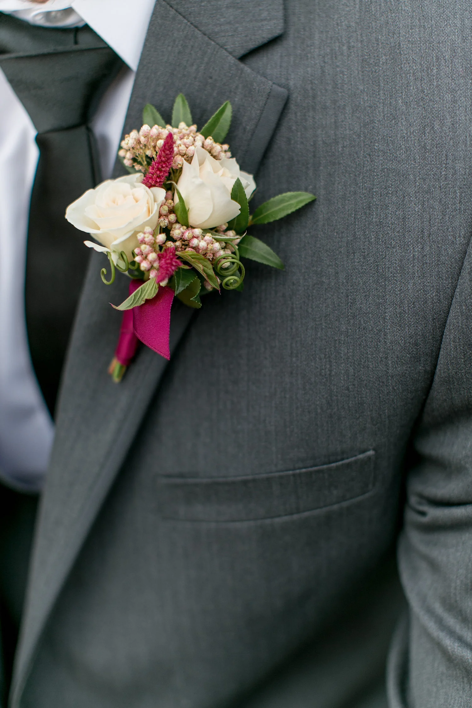 Marsala & blush boutonniere bouquet by San Diego wedding florist, Compass Floral.