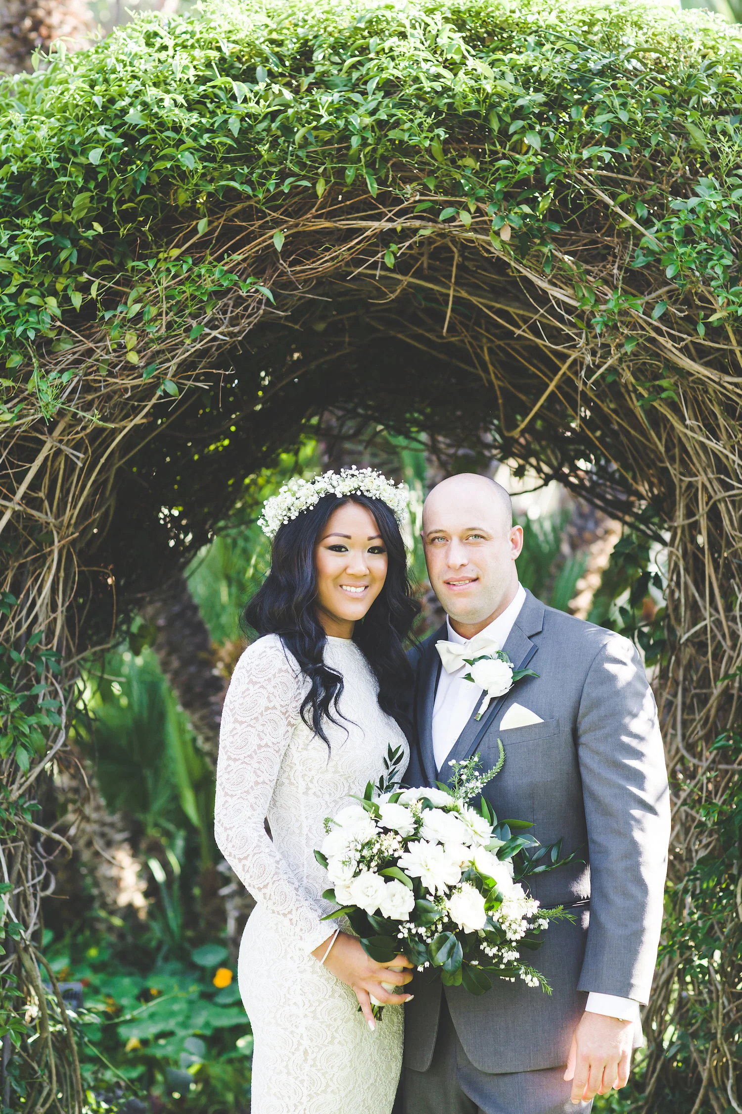 Green & white bridal bouquet by San Diego wedding florist, Compass Floral.