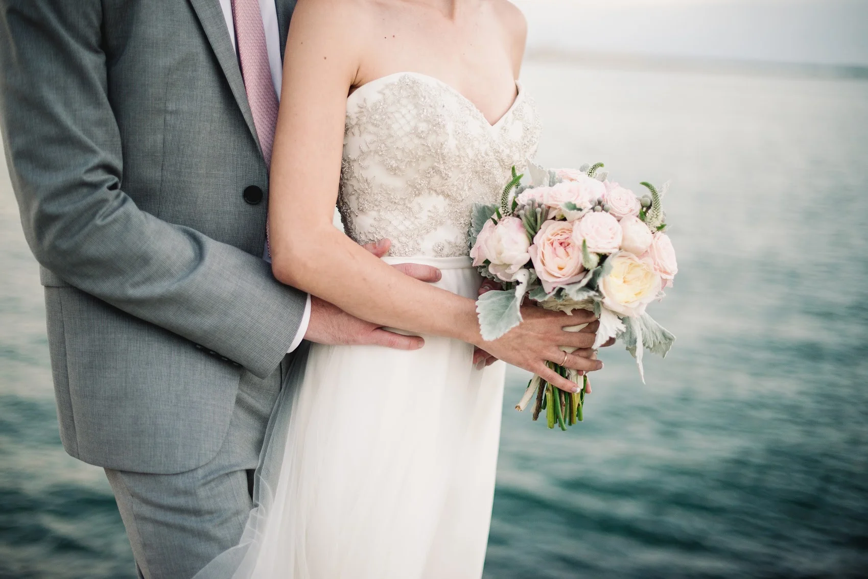 Blush peony & garden rose bridal bouquet by San Diego wedding florist, Compass Floral.