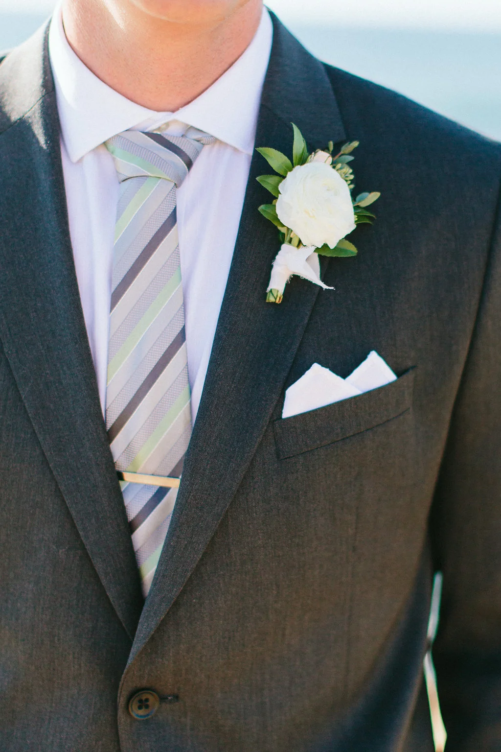 White ranunculus boutonniere | La Jolla Weddings | Compass Floral Design | Wedding Florist in San Diego and Southern California | Aga Jones Photography