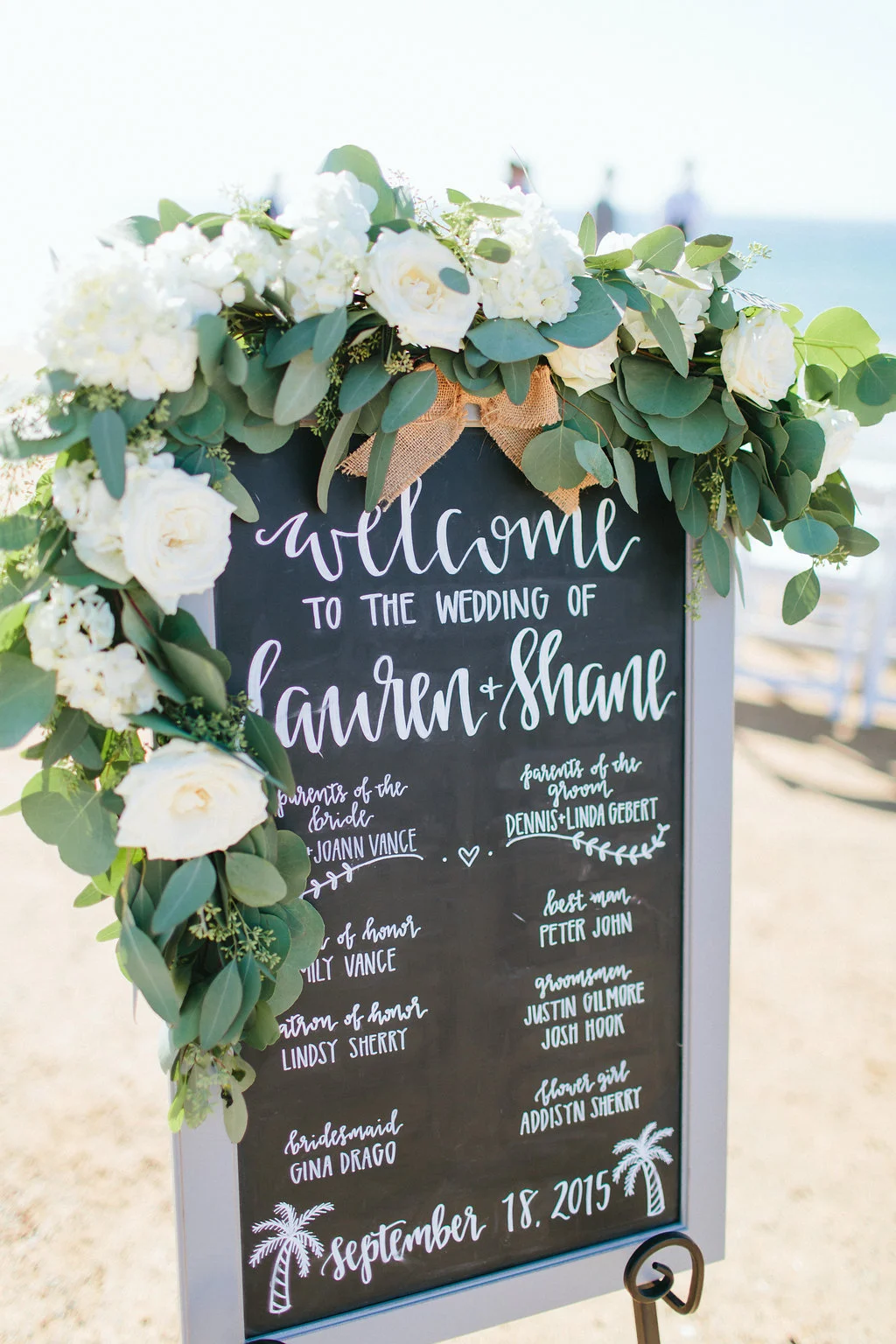 Blush & ivory sign garland | Sunset Cliffs beach wedding ceremony | | La Jolla Weddings | Compass Floral Design | Wedding Florist in San Diego and Southern California | Aga Jones Photography