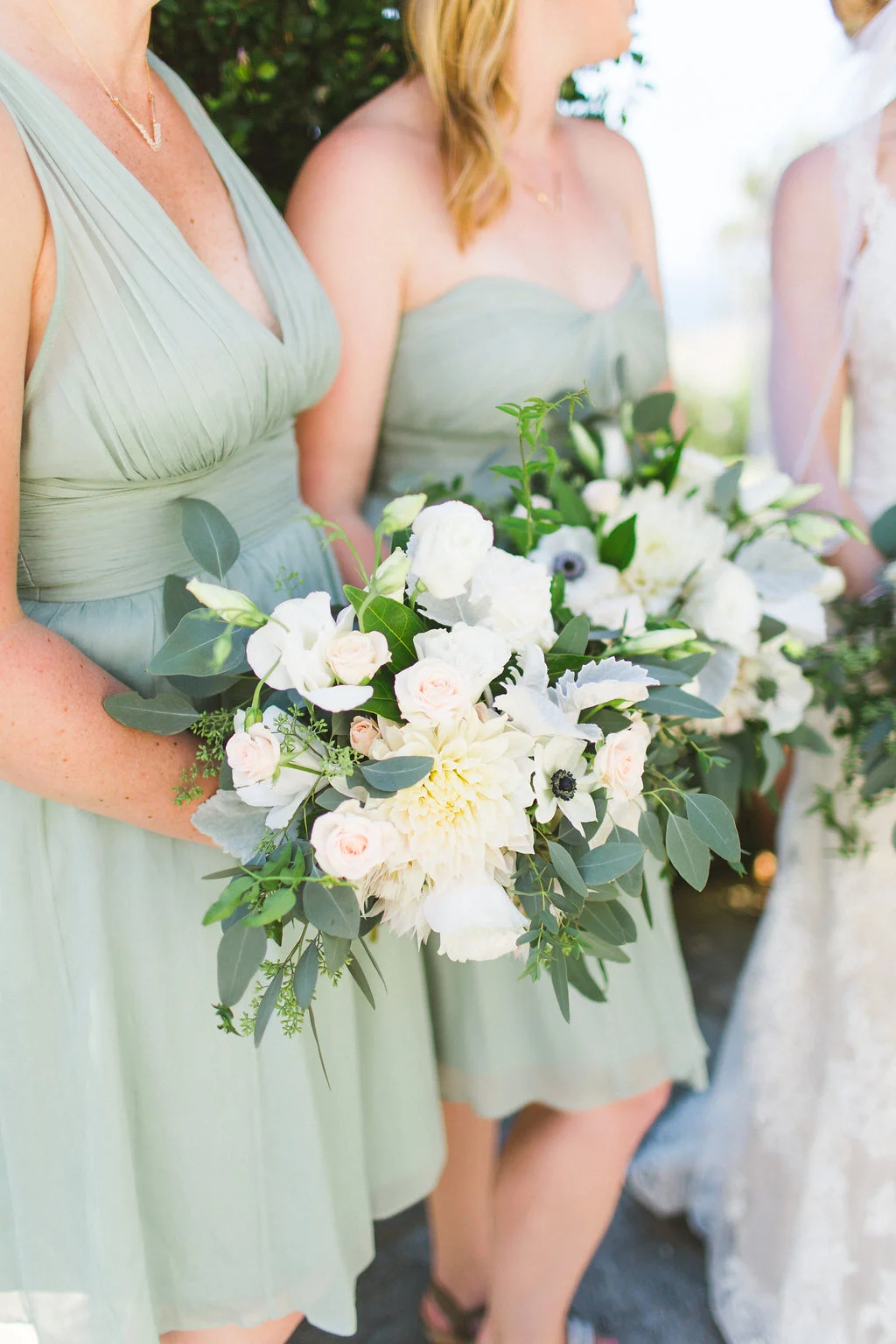 Blush & ivory, dahlia, garden rose & anemone bouquets | La Jolla Weddings | Compass Floral Design | Wedding Florist in San Diego and Southern California | Aga Jones Photography