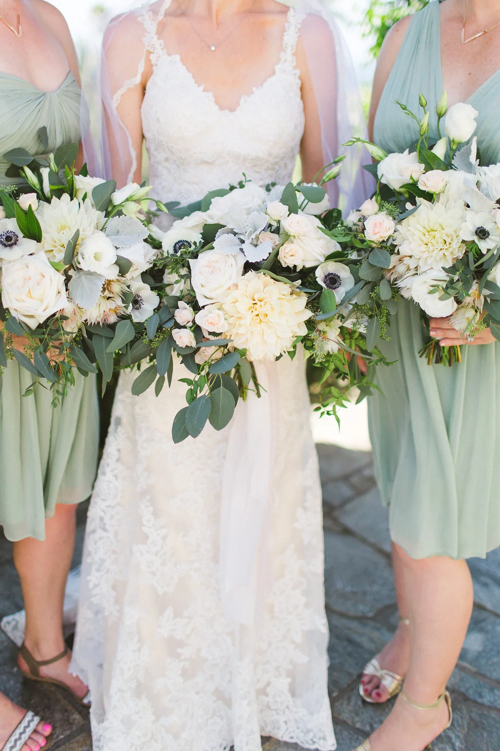Blush & ivory, dahlia, garden rose & anemone bouquets | La Jolla Weddings | Compass Floral Design | Wedding Florist in San Diego and Southern California | Aga Jones Photography