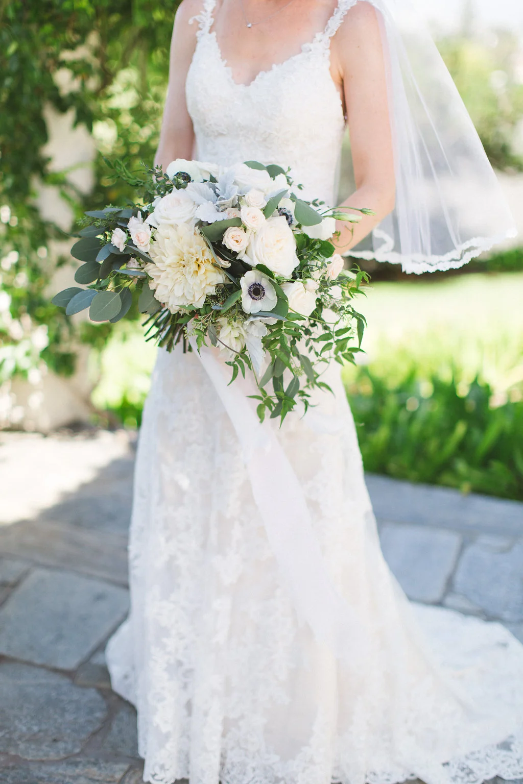 Blush & ivory, dahlia, garden rose & anemone bridal bouquet | La Jolla Weddings | Compass Floral Design | Wedding Florist in San Diego and Southern California | Aga Jones Photography.