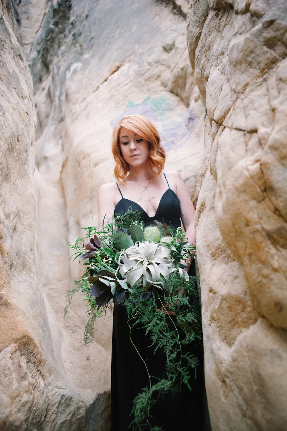 Bohemian airplant bouquet by San Diego wedding florist, Compass Floral.