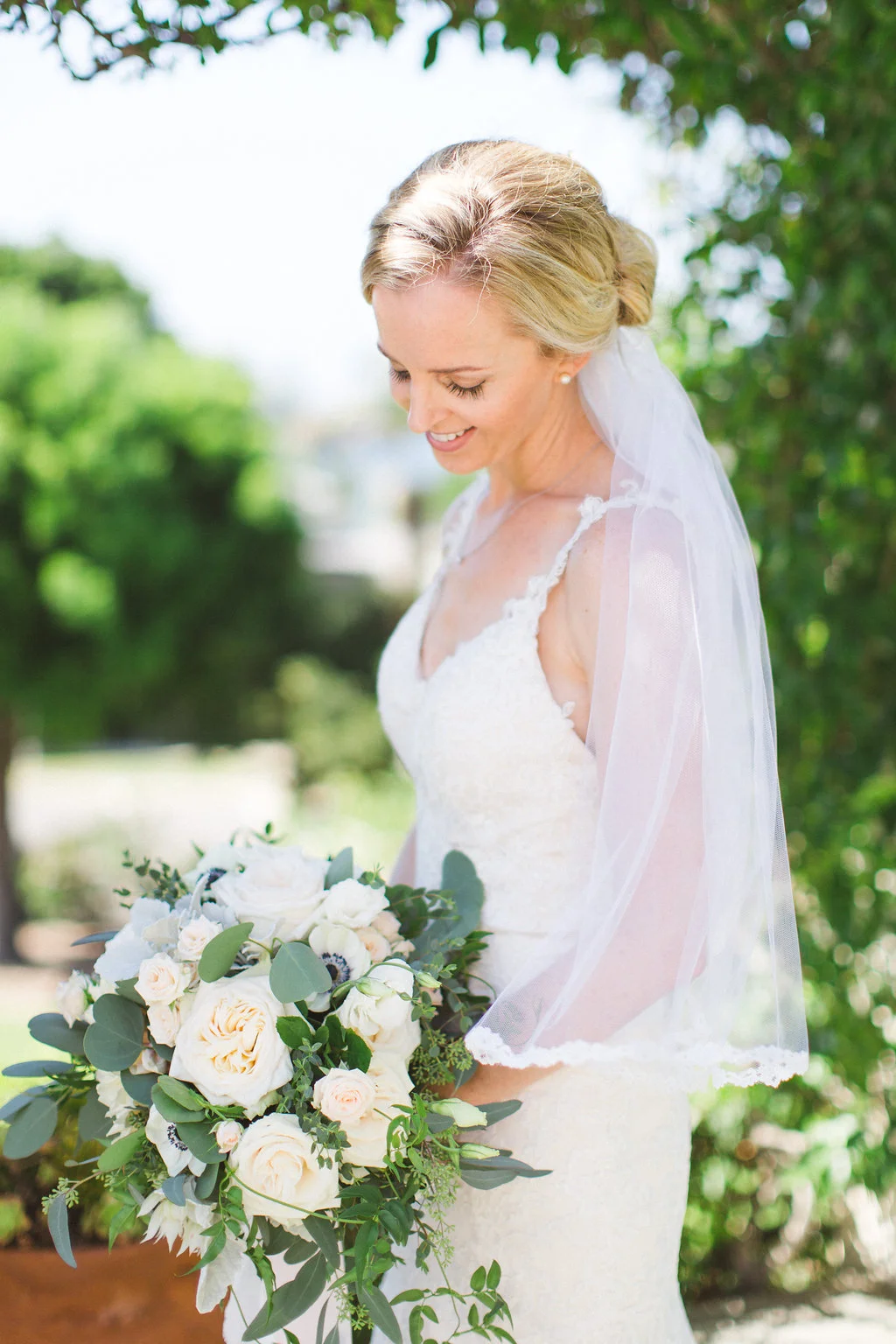 Garden rose, dahlia & anemone bridal bouquet by San Diego florist, Compass Floral.