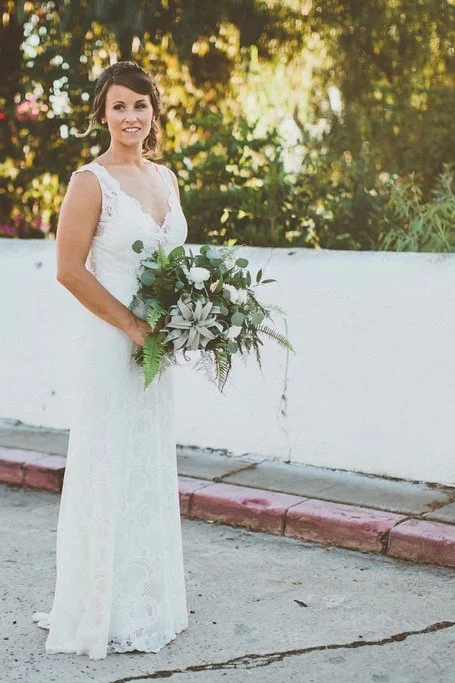Airplant & fern bridal bouquet by San Diego wedding florist, Compass Floral.