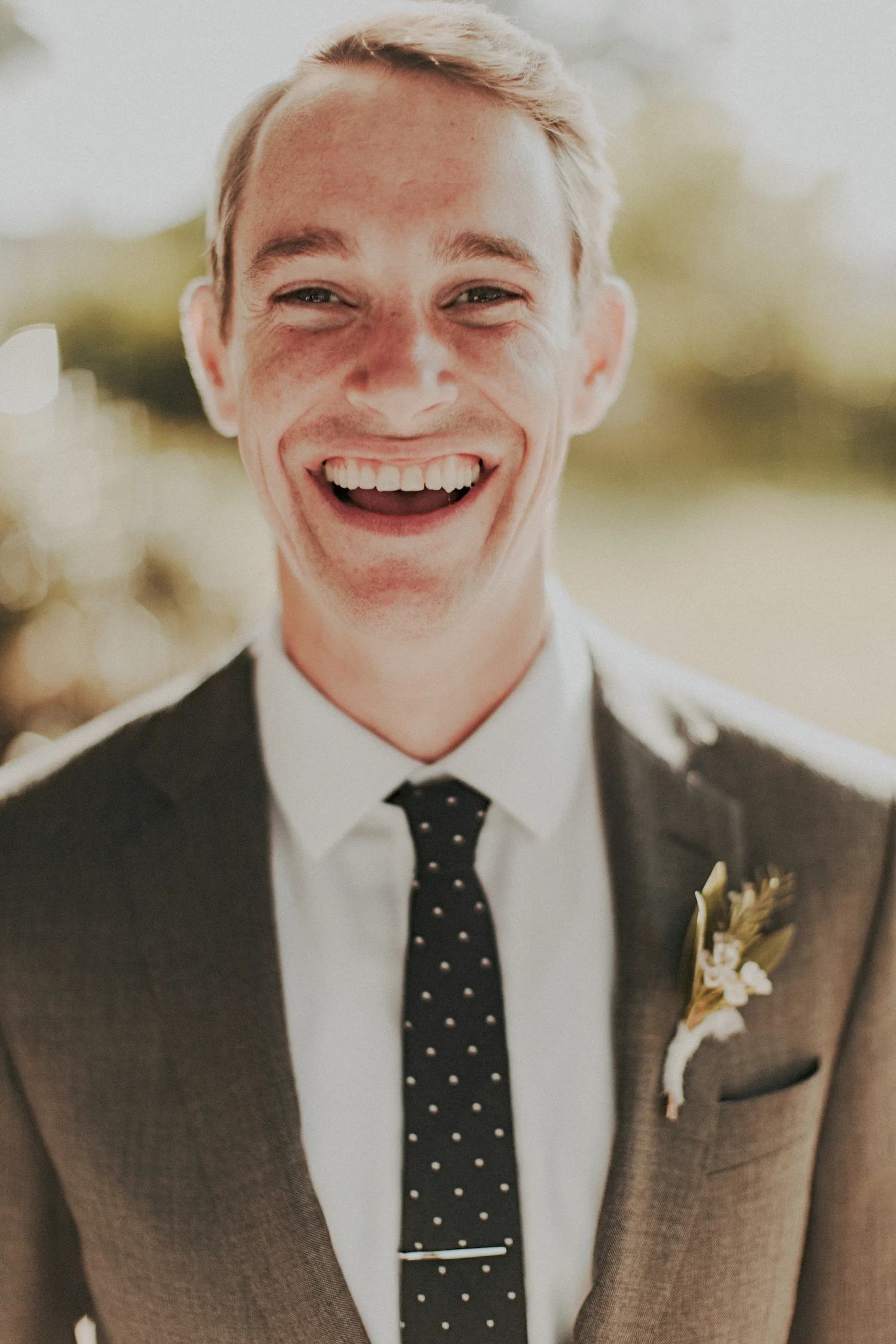Garden romantic green & white herb boutonniere by San Diego wedding florist, Compass Floral.