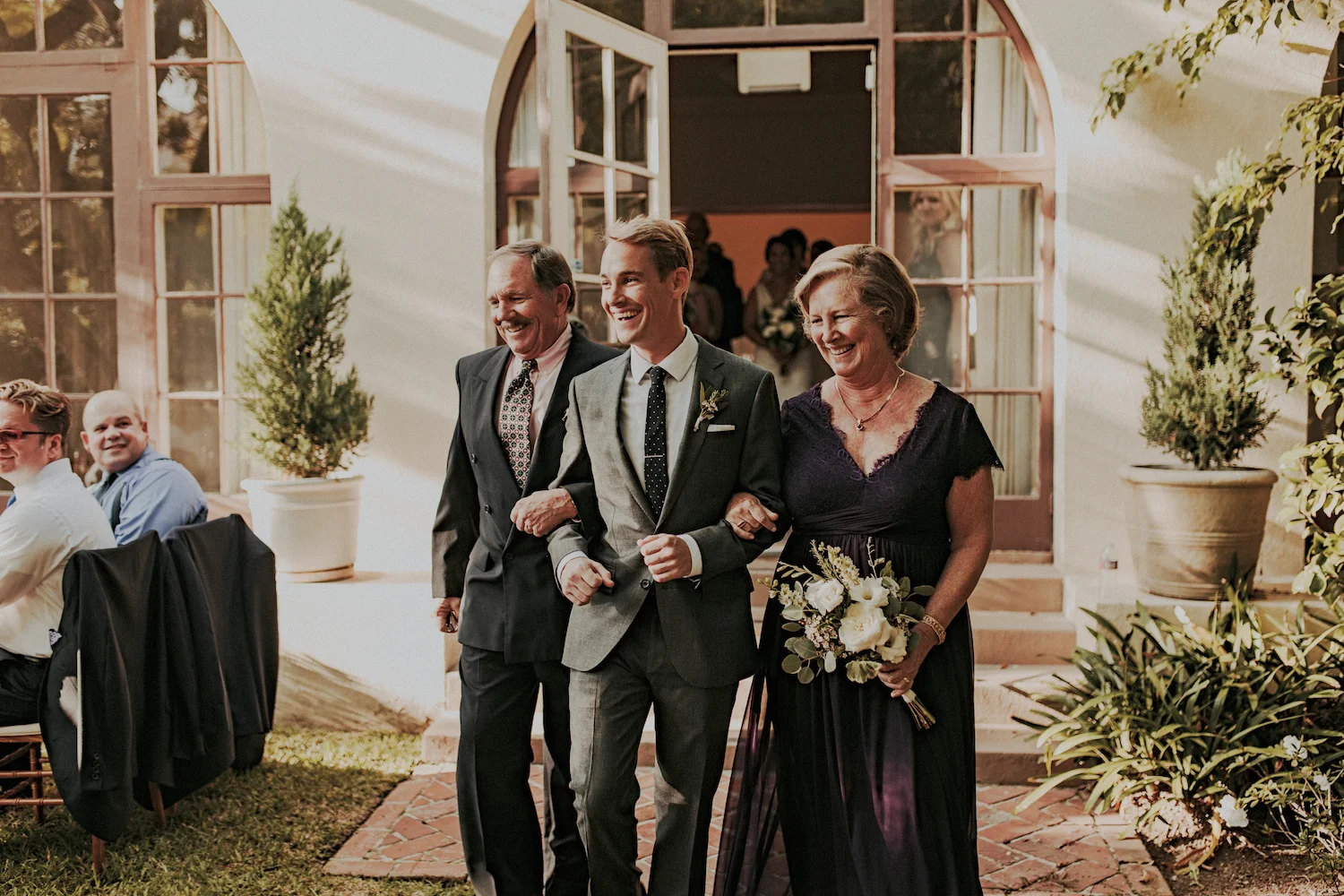 La Jolla Womans club garden romantic green & white herb wedding by San Diego wedding florist, Compass Floral.