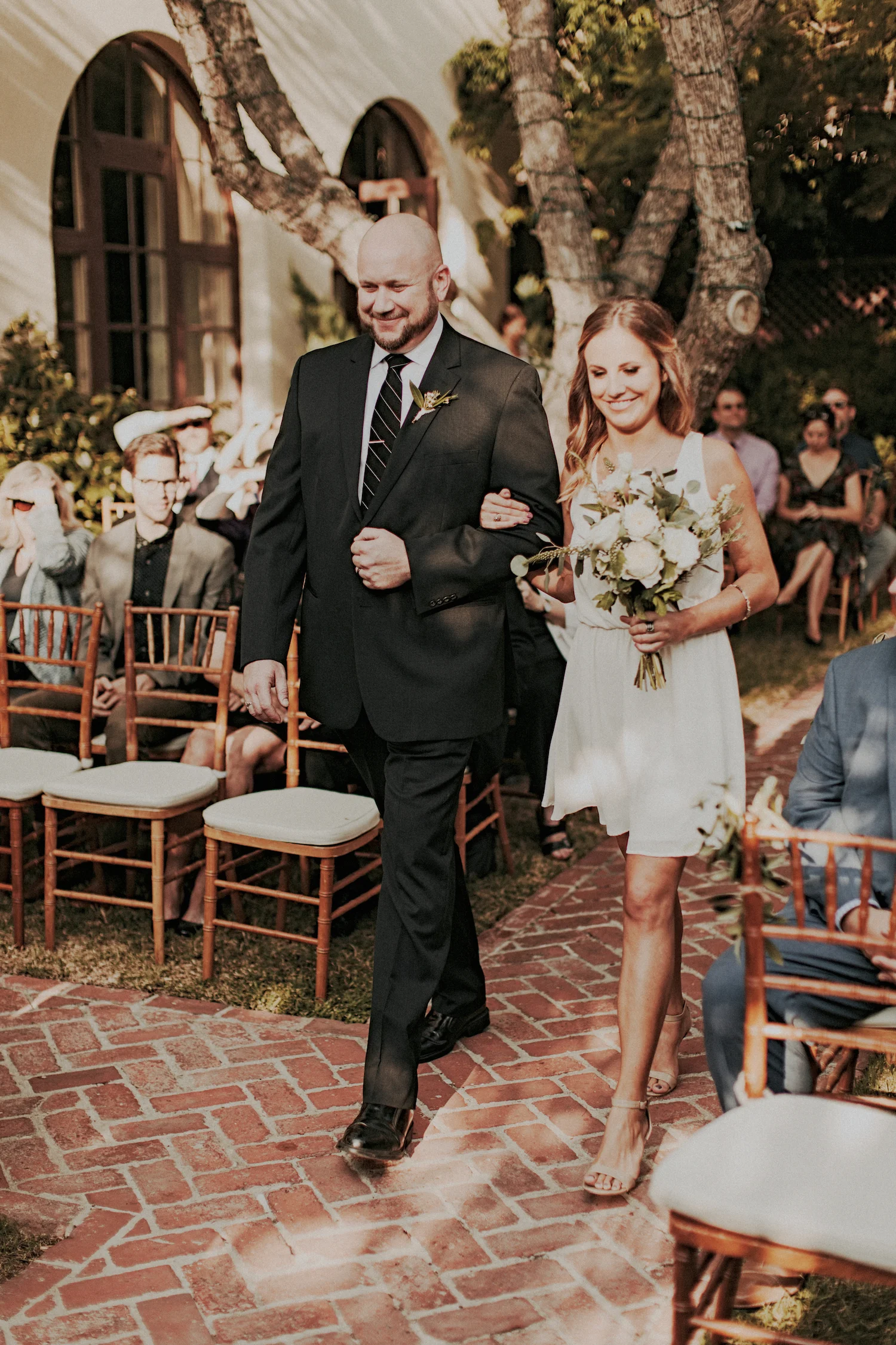 La Jolla Womans Club garden romantic green & white herb wedding by San Diego wedding florist, Compass Floral.