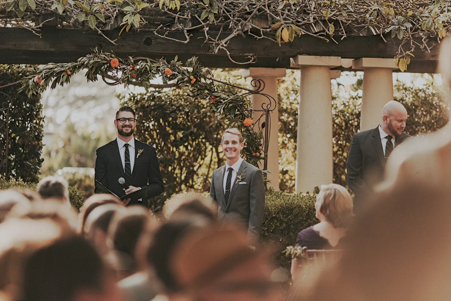 La Jolla Womans Club garden romantic green & white herb wedding by San Diego wedding florist, Compass Floral.