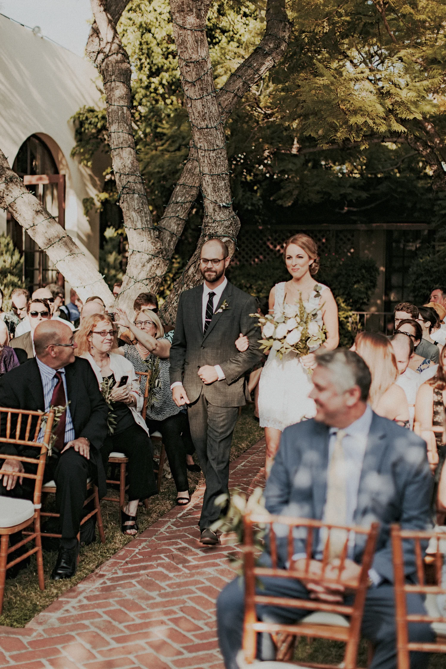 La Jolla Womans Club garden romantic green & white herb wedding by San Diego wedding florist, Compass Floral.