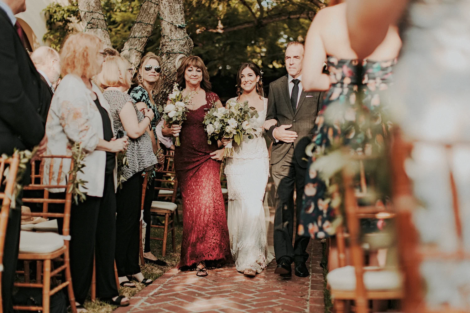 La Jolla Womans Club garden romantic green & white herb wedding by San Diego wedding florist, Compass Floral.