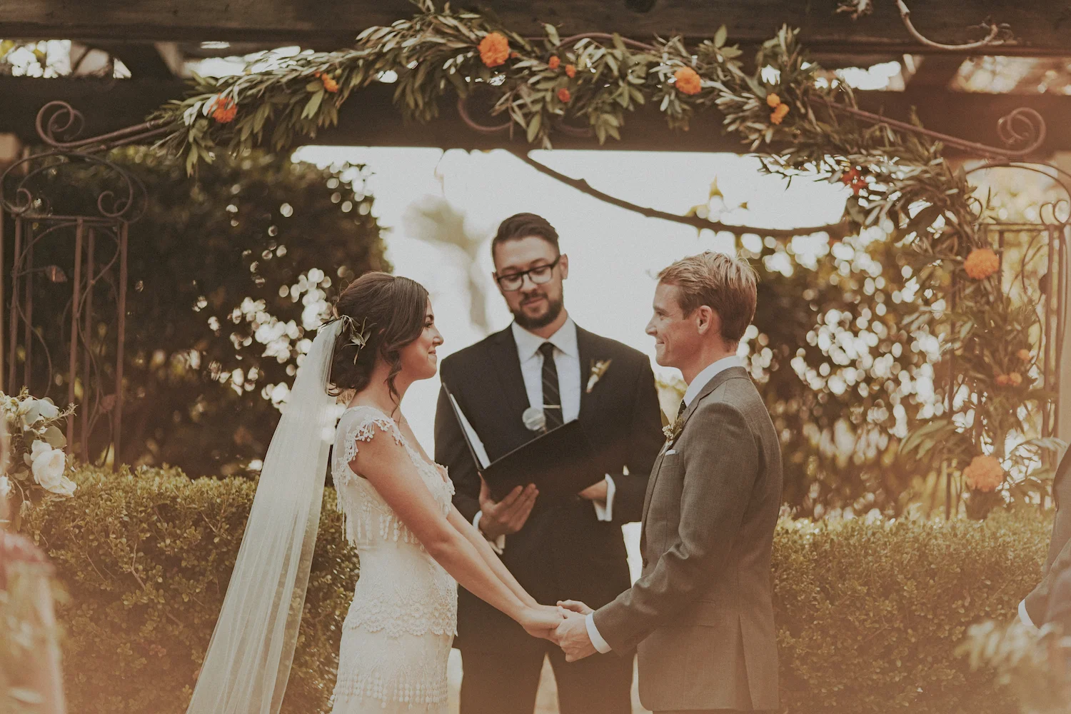 La Jolla Womans Club garden romantic green & white herb wedding by San Diego wedding florist, Compass Floral.
