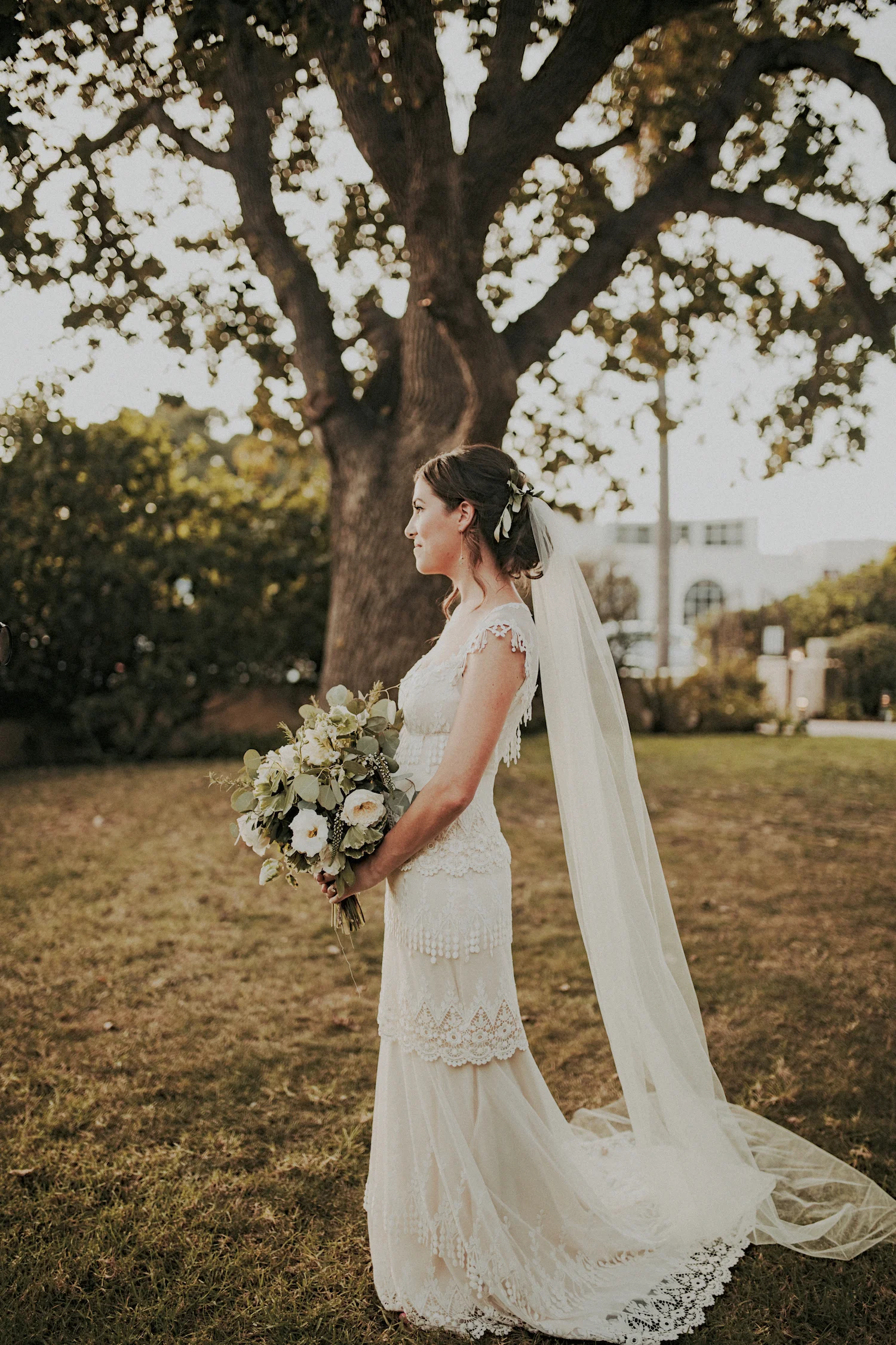 Garden romantic green & white herb wedding by San Diego wedding florist, Compass Floral.
