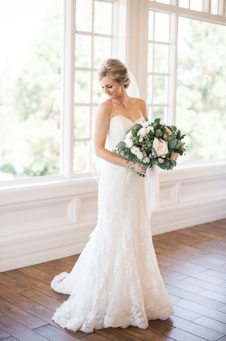 Garden romantic bouquet of garden roses & eucalyptus by Compass Floral.