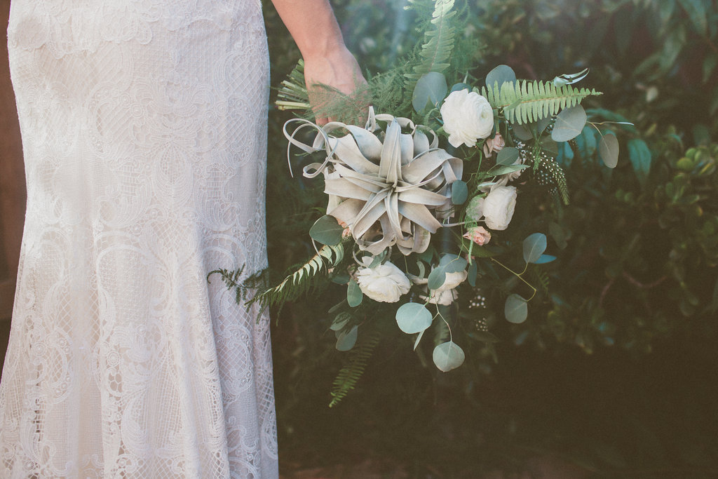 Bohemian airplant bouquet by San Diego wedding florist, Compass Floral. 
