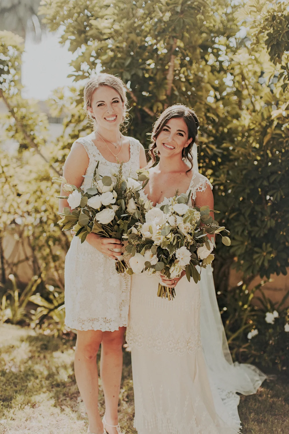 Green and white bouquet by San Diego wedding florist, Compass Floral.