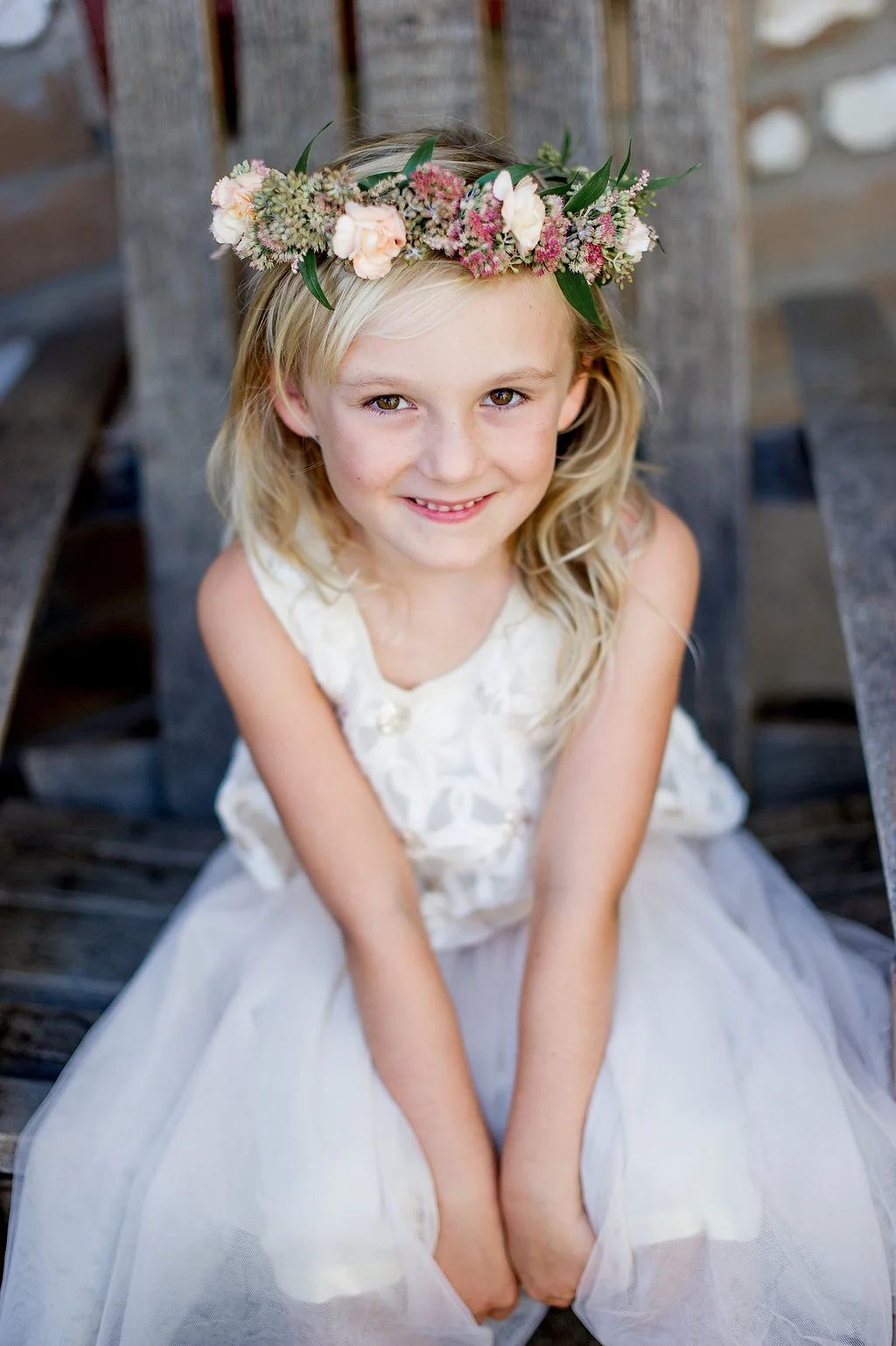 Flower girl crown by Compass Floral | Estancia Hotel & Spa, La Jolla.