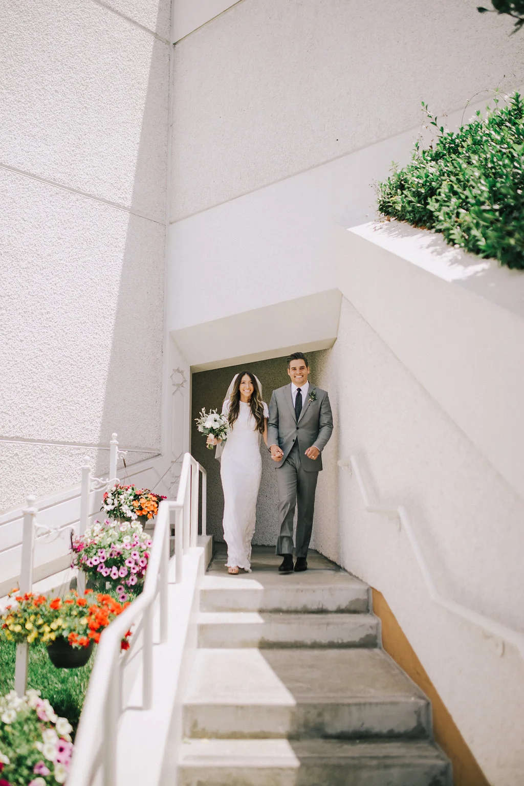 Classic, modern green and white wedding florals by Compass Floral | San Diego California Temple