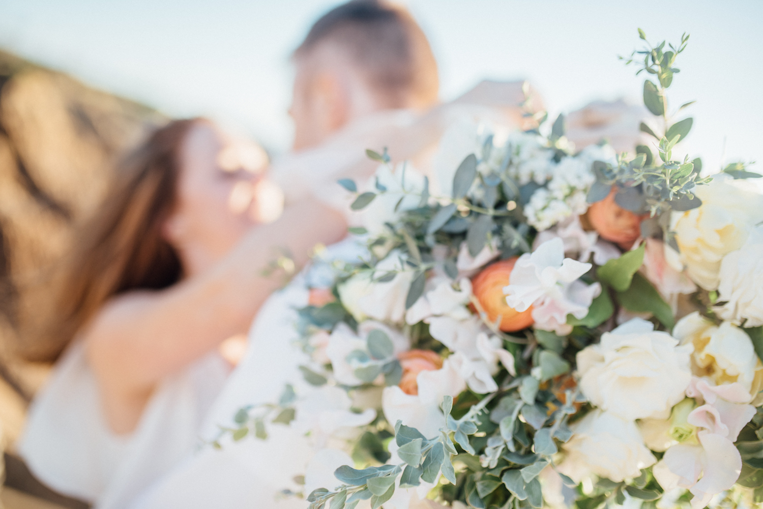 Ivory, blush & peach bridal bouquet by San Diego florist, Compass Floral // Eva Lin Photography.