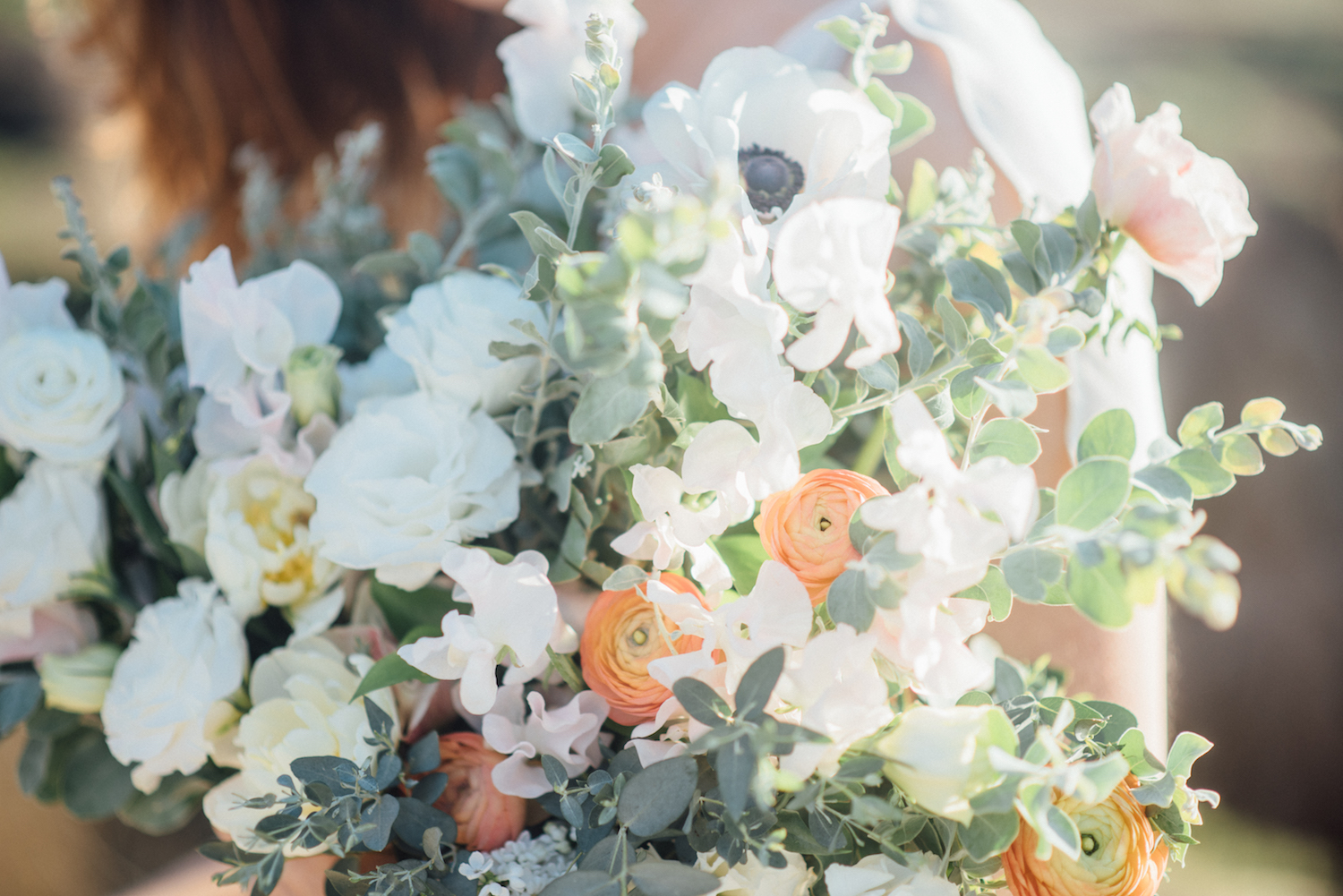 Ivory, blush & peach bridal bouquet by San Diego florist, Compass Floral // Eva Lin Photography.