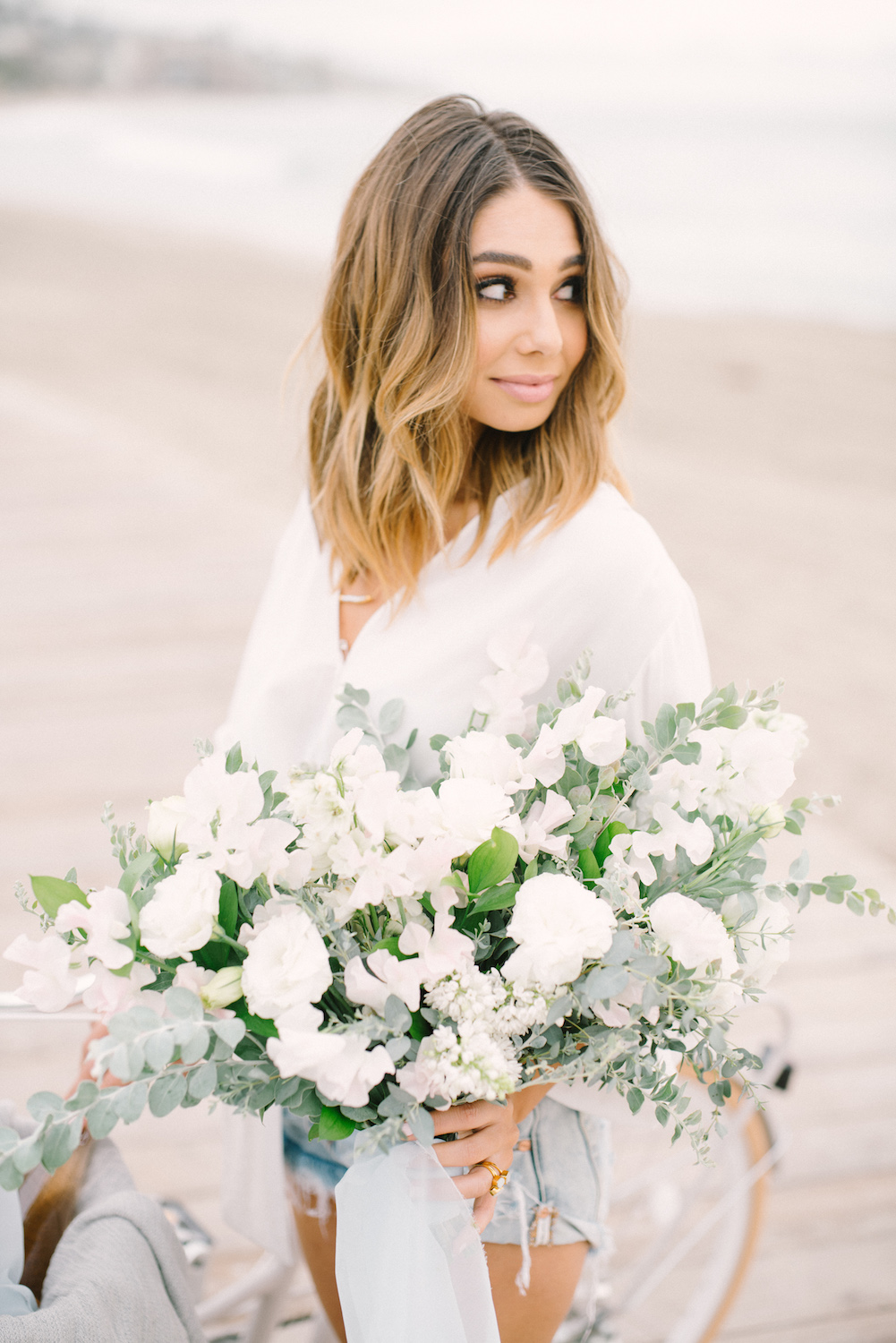 Bachelor contestant Sarah Vendal summer fun beach styled shoot. Bouquet by Compass Floral. Design & Planning // Events by Talissa Photographer // Garrett Richardson