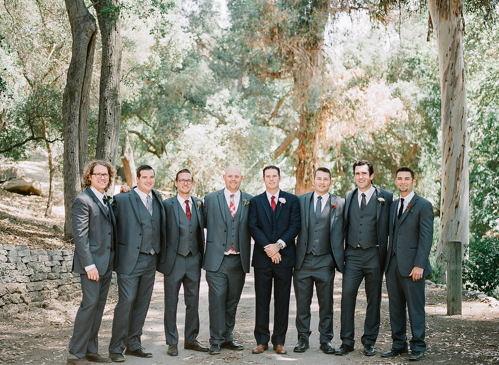 Gray groomsmen suits | Fallbrook Treehouse | Compass Floral | Wedding Florist in San Diego and Southern California | Allie Lindsey Photography