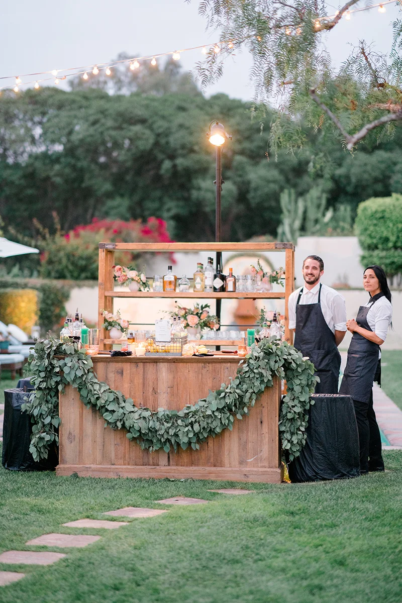Wedding bar garland | Anthropologie inspired private estate wedding | Compass Floral | Wedding Florist in San Diego and Southern California | Shane & Lauren Photo