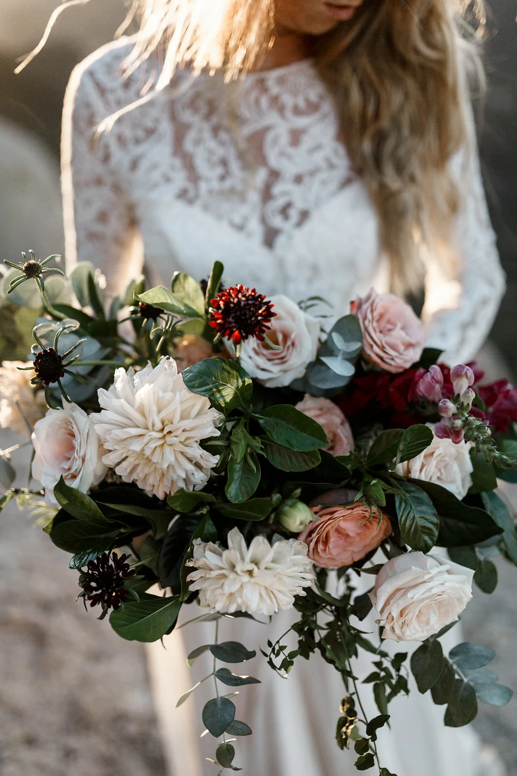organic & romantic dahlia, cappuccino rose bridal bouquet | Malibu Weddings | Compass Floral Design | Wedding Florist in San Diego and Southern California | Devin Jenkins Photography
