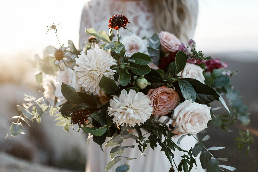 organic & romantic dahlia, cappuccino rose bridal bouquet | Malibu Weddings | Compass Floral Design | Wedding Florist in San Diego and Southern California | Devin Jenkins Photography