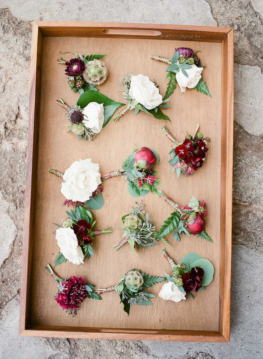 Marsala peony boutonniere | Fallbrook Treehouse | Compass Floral | Wedding Florist in San Diego and Southern California | Allie Lindsey Photography