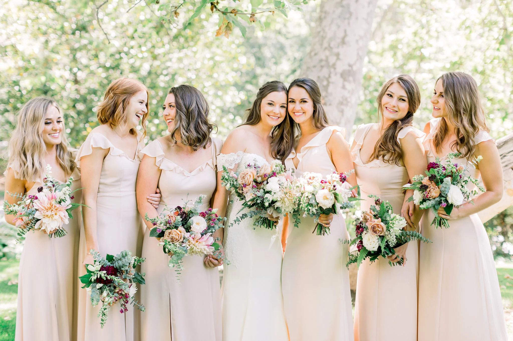 Garden romantic blush, ivory and mauve wedding flowers | Temecula Creek Inn | Compass Floral | Wedding Florist in San Diego and Southern California | Pauline Conway Photography