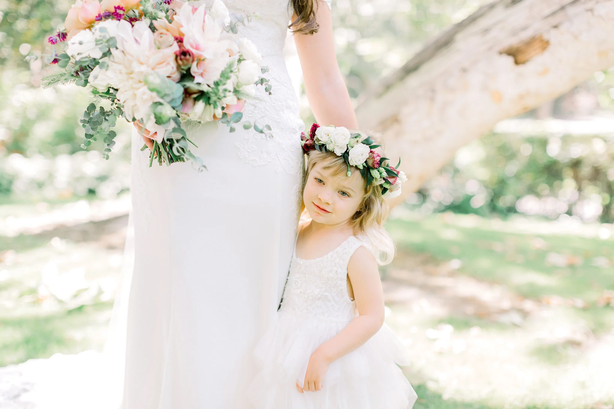 Flower girl floral crown | Temecula Creek Inn | Compass Floral | Wedding Florist in San Diego and Southern California | Pauline Conway Photography