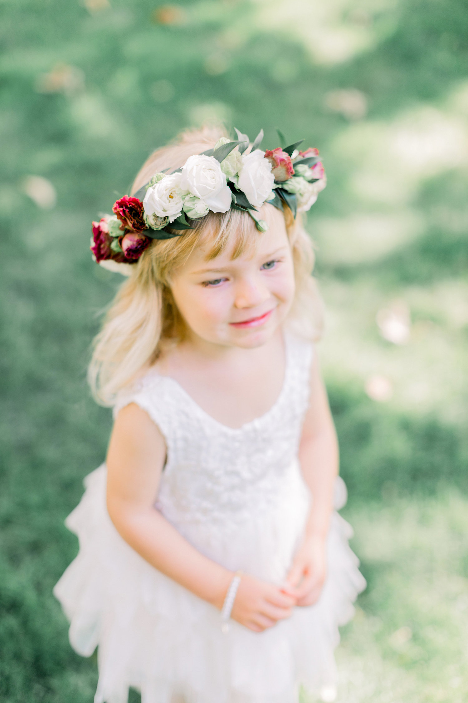 Flower girl floral crown | Temecula Creek Inn | Compass Floral | Wedding Florist in San Diego and Southern California | Pauline Conway Photography