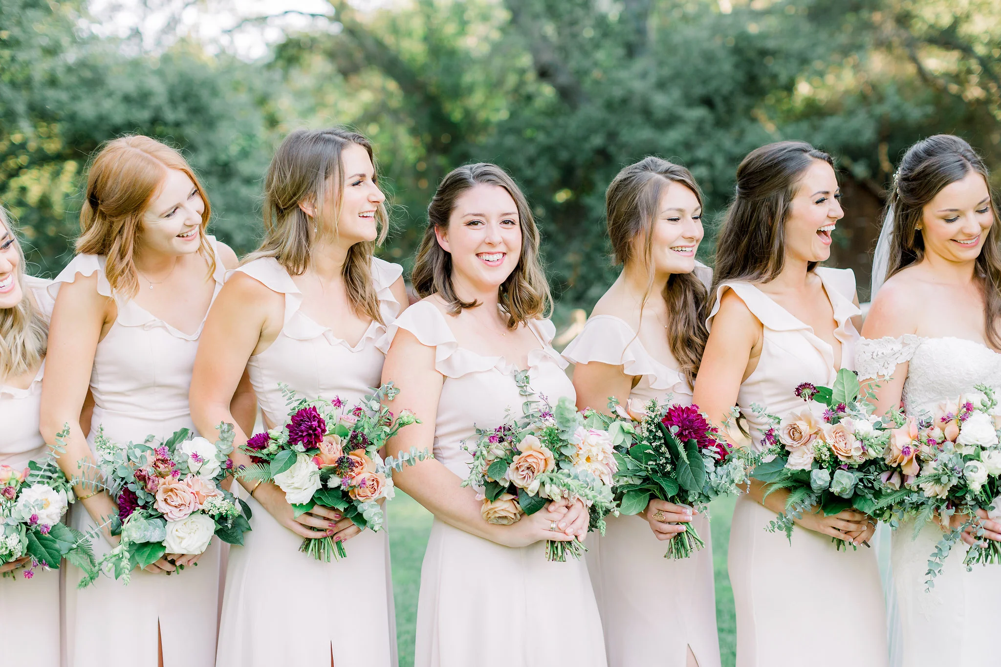 Blush bridesmaid dresses | Temecula Creek Inn | Compass Floral | Wedding Florist in San Diego and Southern California | Pauline Conway Photography