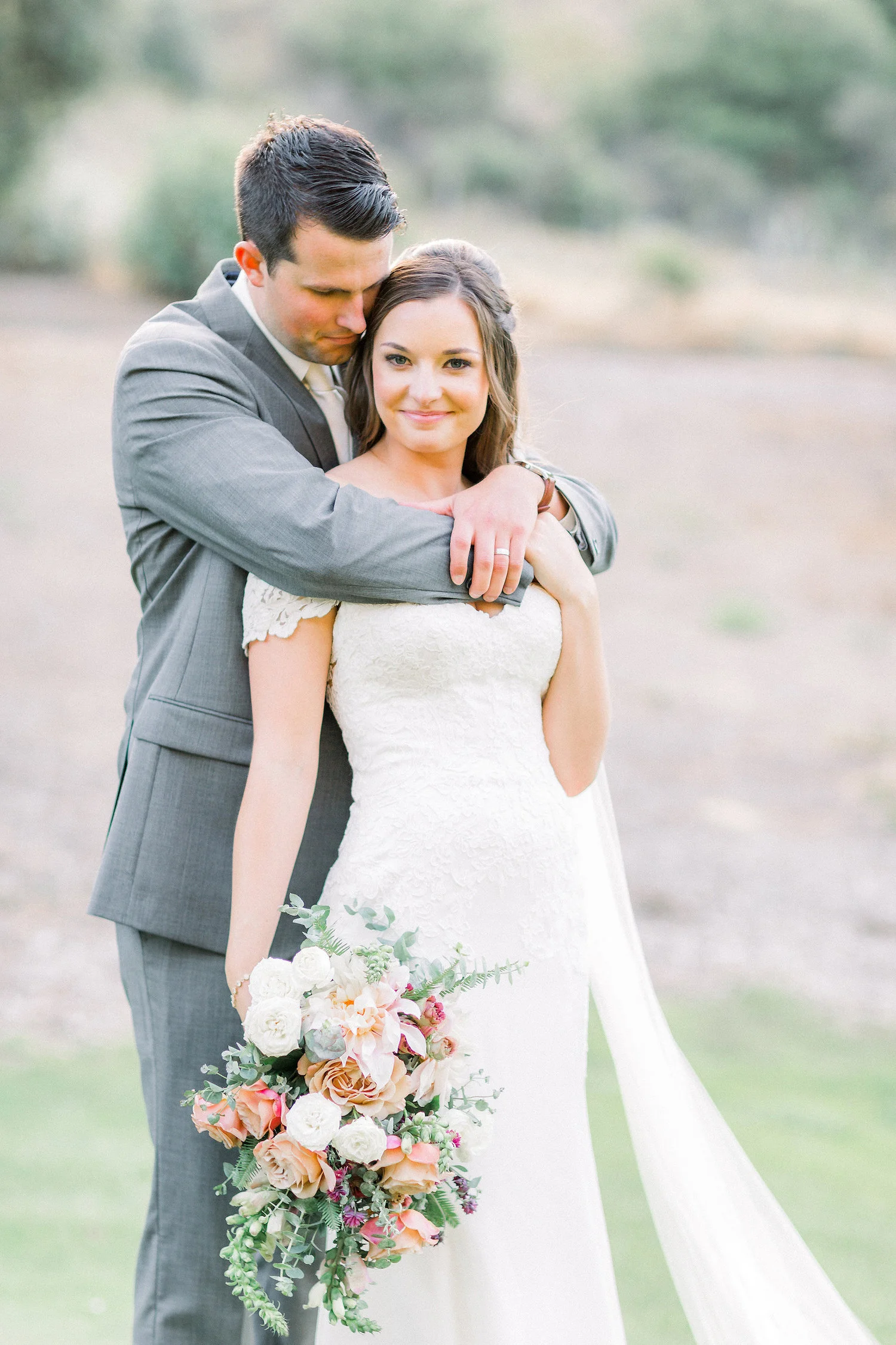 Outdoor bride and groom portrait | Temecula Creek Inn | Compass Floral | Wedding Florist in San Diego and Southern California | Pauline Conway Photography