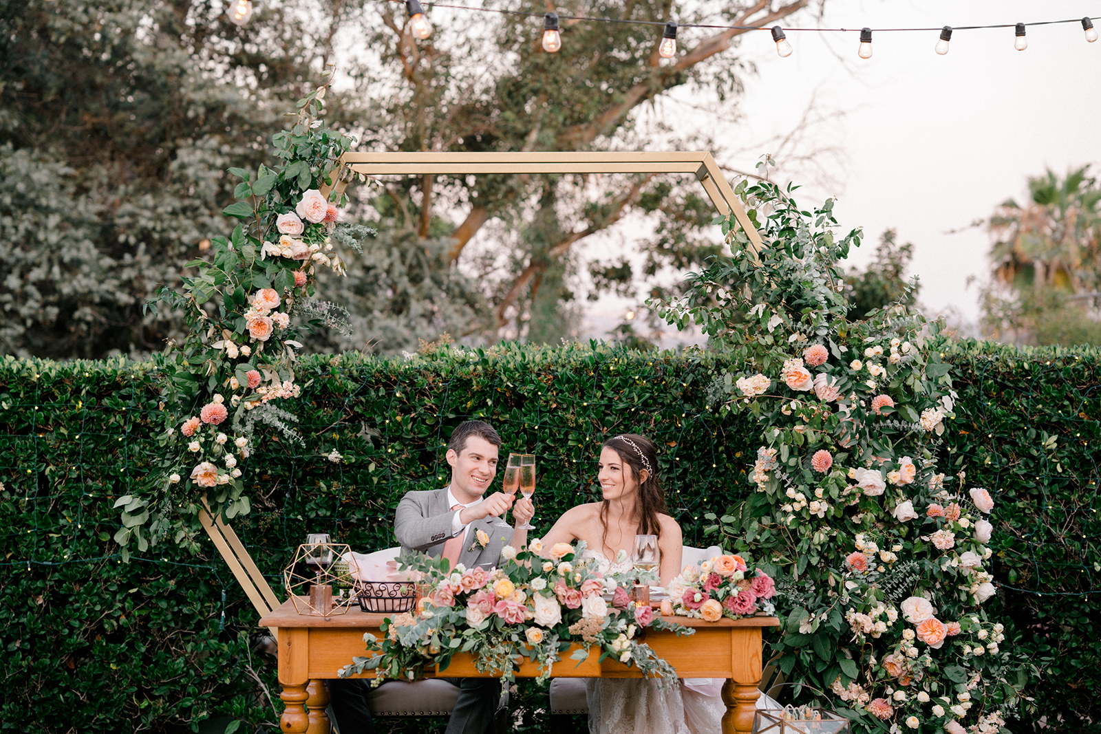 Geometric wedding backdrop | The Inn at Rancho Santa Fe | Compass Floral | Wedding Florist in San Diego and Southern California | Shane and Lauren Photography
